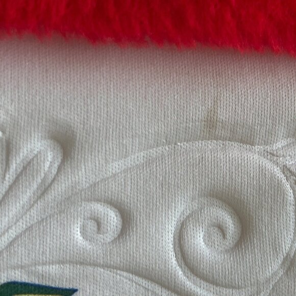 Vtg Babys First Christmas Stocking With Red Fuzzy Cuff & Printed Santa Graphic - Picture 5 of 5